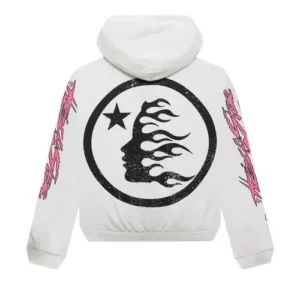 Hellstar Records Glitter Zip Up White Hoodie