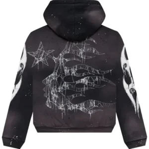 Hellstar Spiderweb Sport Logo Zip-Up Black Hoodie